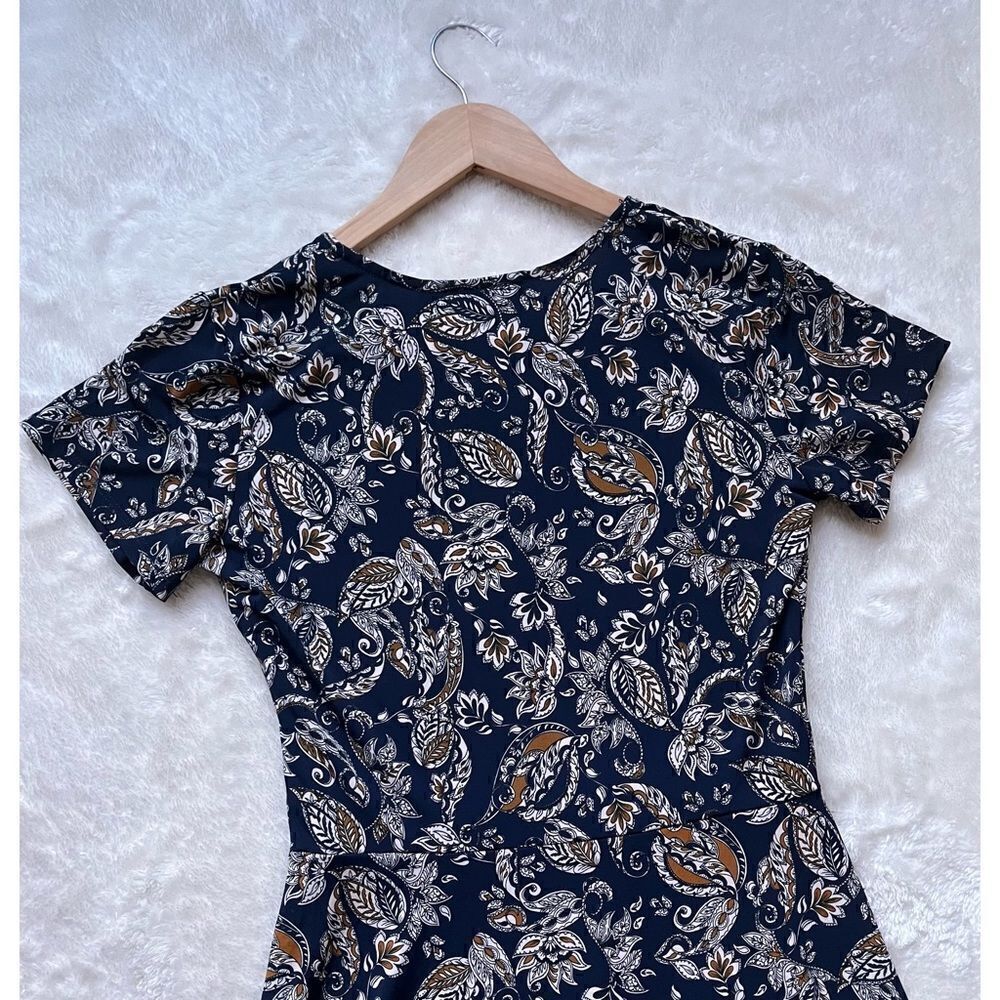 Nwt Leota Jemima Faux Perfect Wrap Knit Cap Sleeve Dress Floral Paisley Navy — image 7 of 8